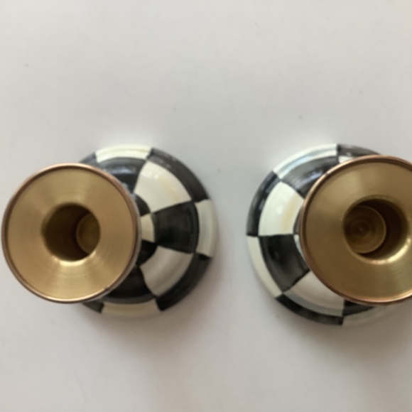 Mackenzie -Childs Courtly Check Short Candlesticks, set of two - Picture 3 of 6